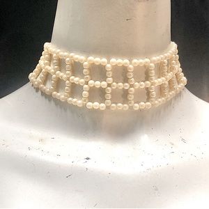 Karl Lagerfeld Vintage Faux Pearl Necklace Collar De Chien Choker